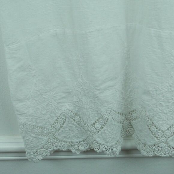 Amita Naithani Large Swim Cover Up White Embroidered Pompom Sheer Boho Vacation - Picture 4 of 9